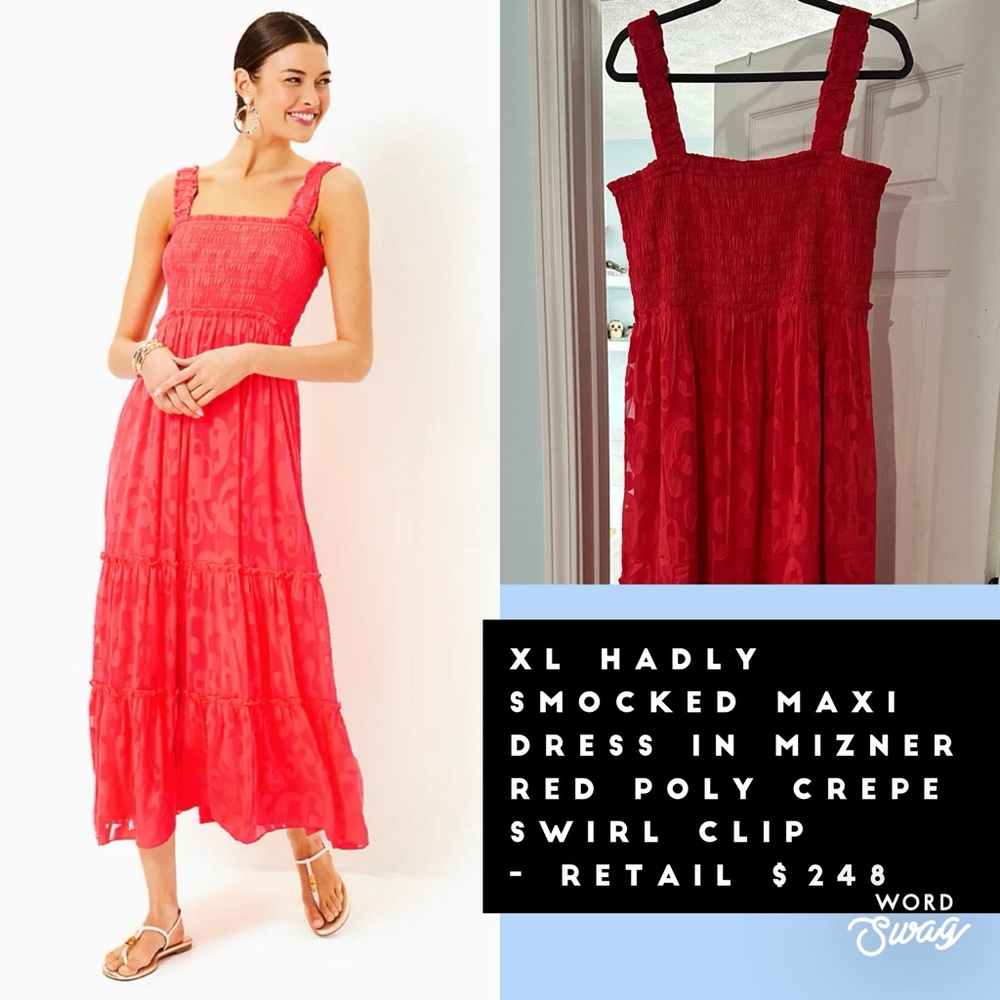 NWT - Lilly Pulitzer Red Smocked Maxi Dress